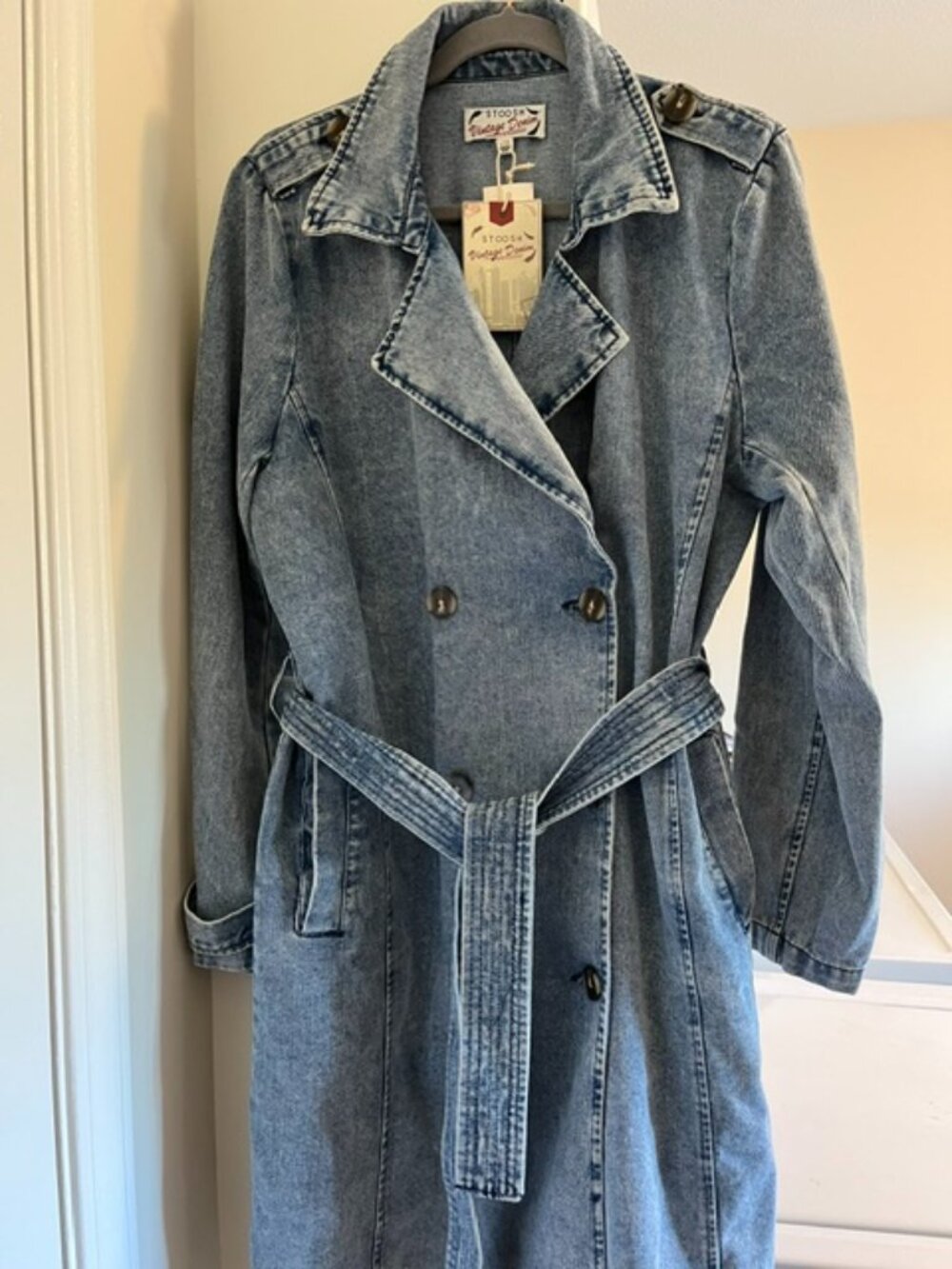 Stoosh vintage denim trench coat.